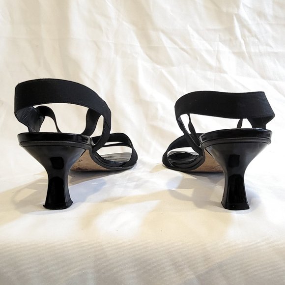 Stuart Weitzman Black Strappy Elastic Low Heel Slingback Sandals Size 7M Nice! - Picture 4 of 6